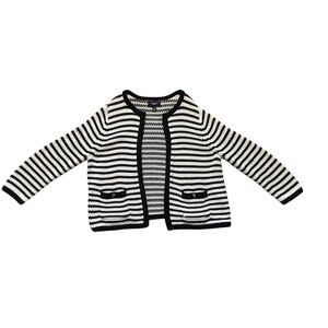 Lands End Drifter Cardigan Womens M Striped Cotton Sweater